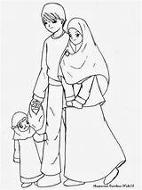 Mewarnai Keluarga Kartun Sakinah Sketsa Islami Perempuan Bahagia Soleha Muslimah Azhan Romantis Mewarnaigambar Laki Puisi Ria Kaligrafi Refrensi Menggambar sketch template