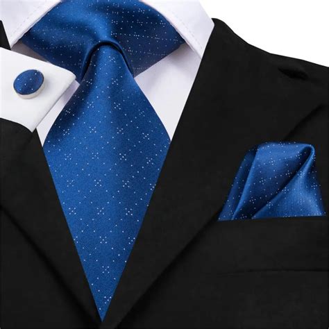 sn  luxury royal blue tie cm silk woven men tie plaid necktie hanky cufflinks set party