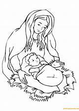 Mary Jesus Coloring Pages Mother Virgin Christmas Nativity Printable Child Baby Looking Over Color God Supercoloring Maria Blessed Momjunction Holidays sketch template