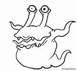 Monster Two Eyed Coloring Coloringcrew Monsters sketch template