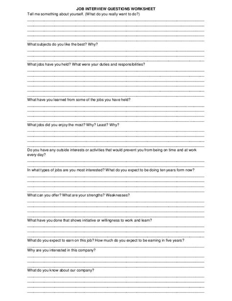 interview worksheet  students printable worksheet template