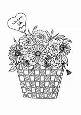 Coloring Mothers Mother Flower Pages Basket Adult Flowers Colouring Books Favecrafts Book Kids Choose Board sketch template
