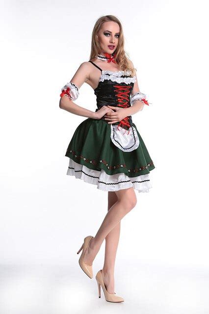 Adult Sexy German Beer Girl Maid Costume Green Bavarian Sexy Cosplay