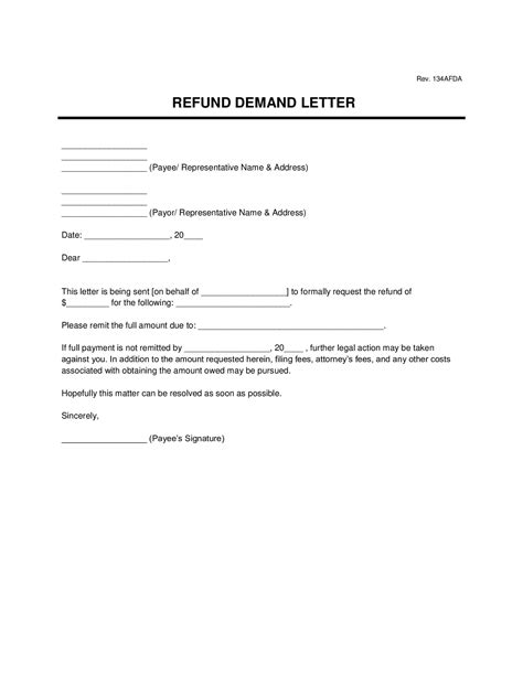 refund demand letter template  word