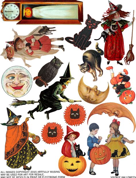 artfully musing  vintage halloween collage sheet happy halloween