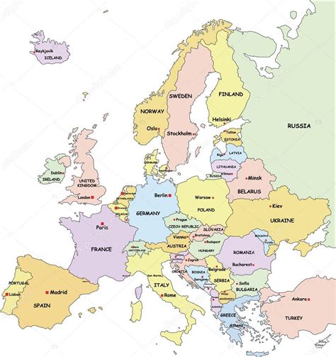 politicka mapa evropy stockovy vektor