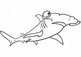 Shark Hammerhead Coloring Cartoon Pages Printable Categories sketch template