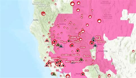 map     wildfires burning  northern california