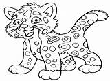 Coloring Animal Pages Leopard Cartoon Kids sketch template