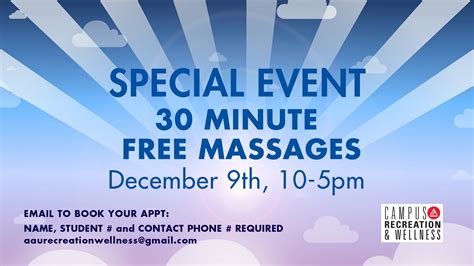 special event  minute  massages campus recreation wellness
