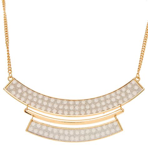 shimmering silver panel statement necklace claires