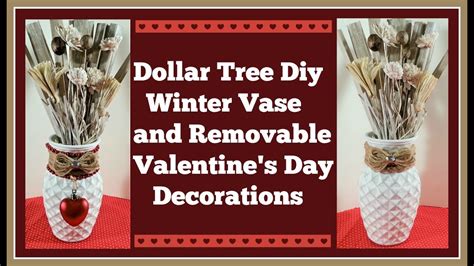 dollar tree diy winter vase  removable valentines day