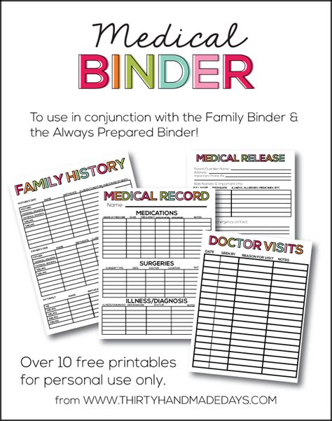 printable medical binder