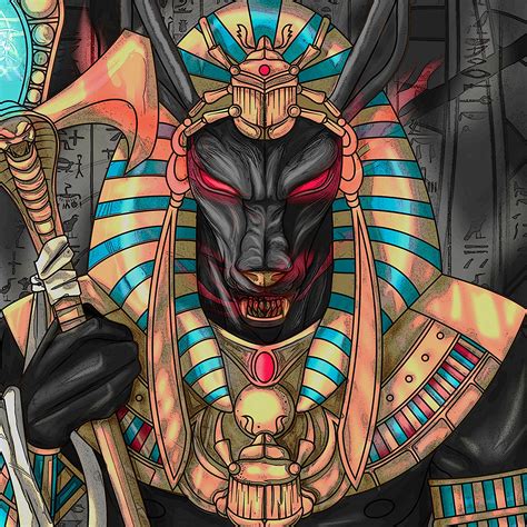 Download Wallpaper 3415x3415 Wolf Pharaoh Art Ancient