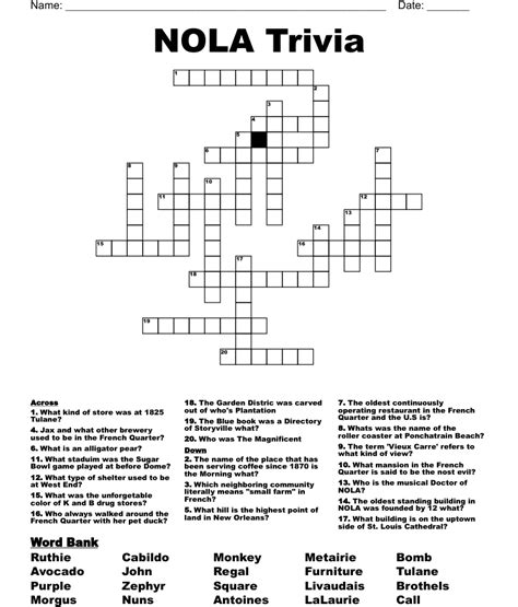 nola trivia crossword wordmint