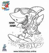 Shark Kidsactivities Surfing sketch template
