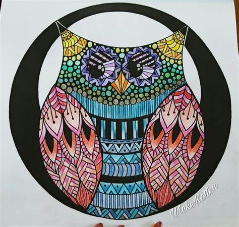 owl mandala style full  color colorful pictures drawings mandala