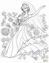 Coloring Pages Woman East Middle Flowers Supercoloring Printable sketch template