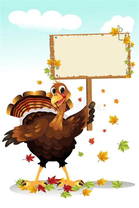 Turkey Holding A Sign Stock Vector Illustration Of