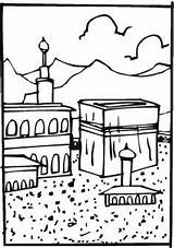 Kaba Coloring Pages Getcolorings Kaaba Pilgrims Muslim Color sketch template