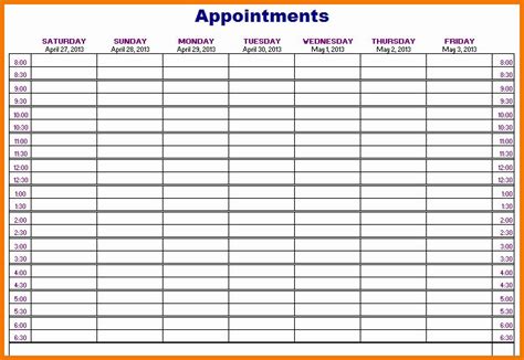 appointment schedule template beautiful printable appointment