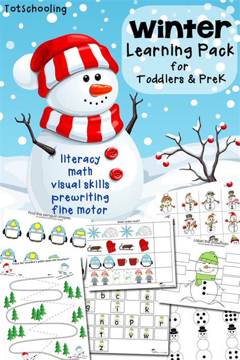 winter printable pack  toddlers preschoolers totschooling