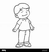 Boy Drawing Breathing Standing Vector sketch template