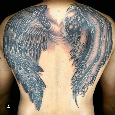 53 Ideas For Half Angel Half Demon Wings Tattoos And Meanings Inked Celeb