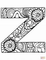Coloring Letter Zentangle Pages Alphabet Printable Letters Adult Adults Template Supercoloring Templates Choose Board Kids Categories sketch template