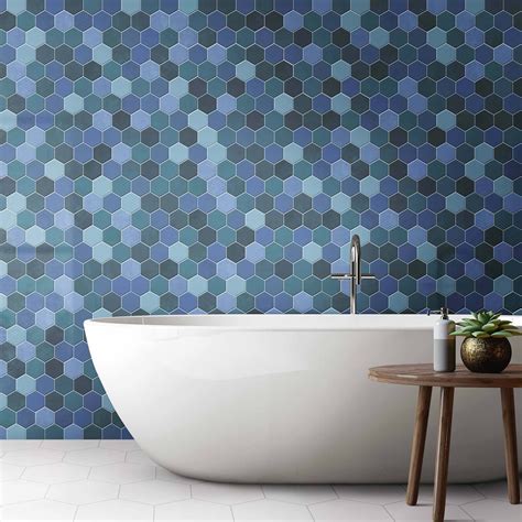 hexagon blue mix wall  floor tiles tiles  tile mountain