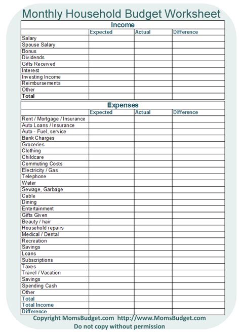 printable monthly budget worksheet calendar template