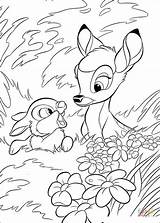 Bambi Thumper Coloring Pages Printable Color Disney Forest Kids Para Colorear Dibujos Book Colouring Adults sketch template
