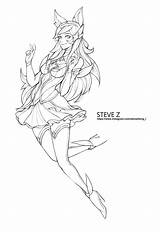 Ahri Coloring Artstation Guardian Star Pages Legends League Book Zheng Steve Drawing sketch template