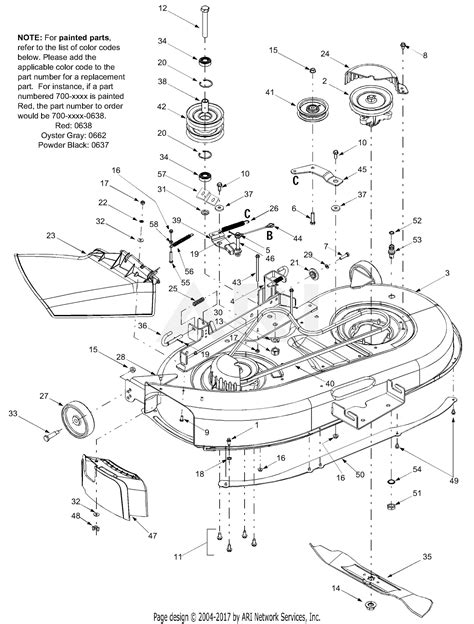 Troy Bilt 13at609g766 Super Bronco 2004 Parts Diagram For Deck Assembly