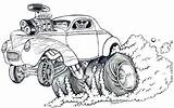 Car Cartoon Coloring Pages Muscle Race Monster Hot Rod Drawing Sketch Cars Drawings Drag Adult Rods Cool Racing Rat Gasser sketch template