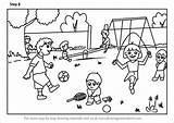 Playground Scene Draw Drawing Scenes Kids Step Drawings Learn Tutorials Places Drawingtutorials101 sketch template