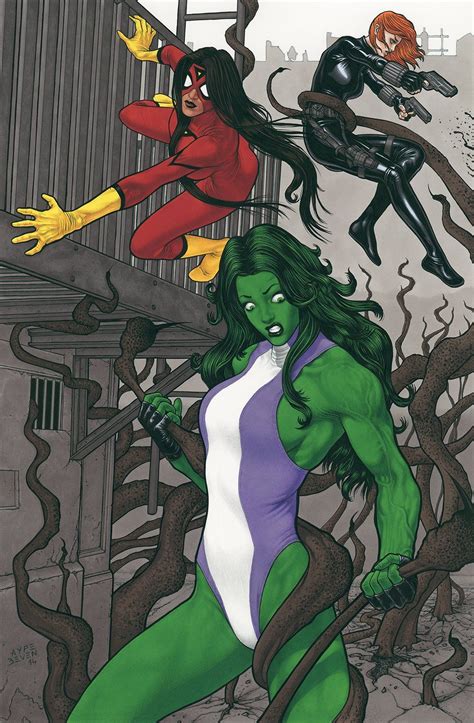 She Hulk Spider Woman And Black Widow Vs Venom By Aype