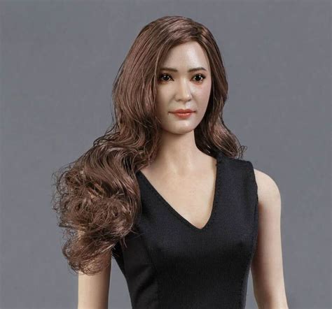 1 6 Gactoys Asia Women Actor Yangmi Head Scuplt W Long Wavy Hair For