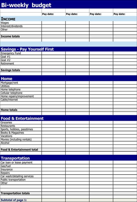 printable weekly budget planner