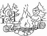 Campfire Coloring Camping sketch template