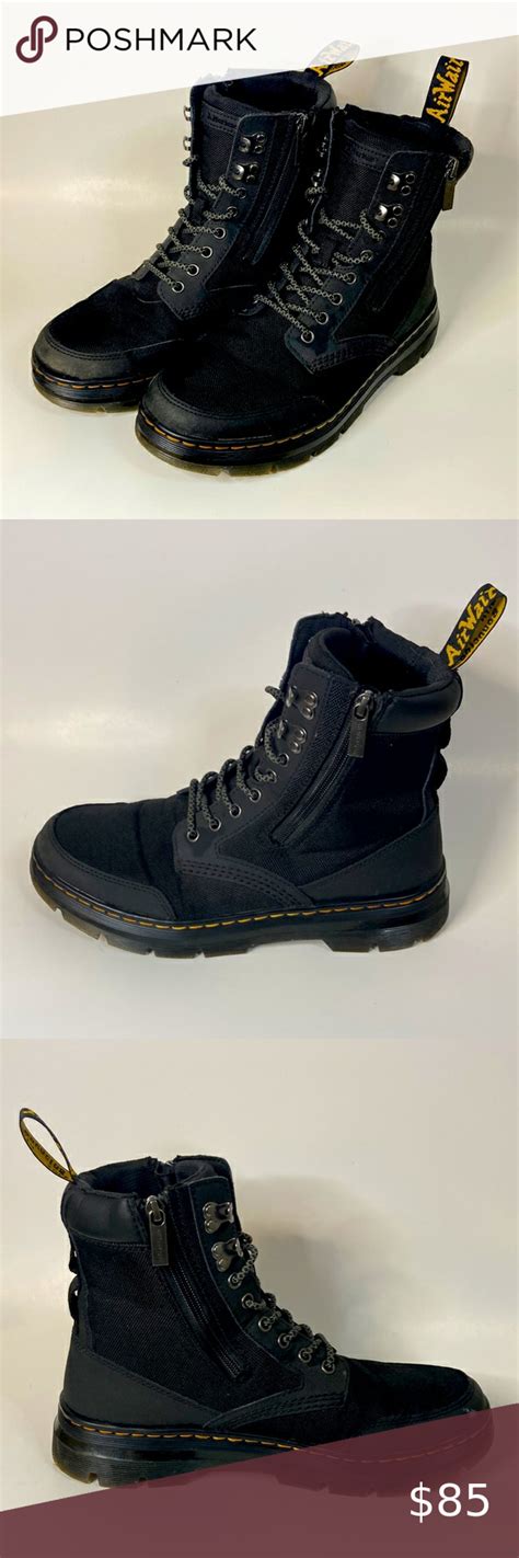 dr martens black combs zip ajax leather nylon boots mens size  black combat boots