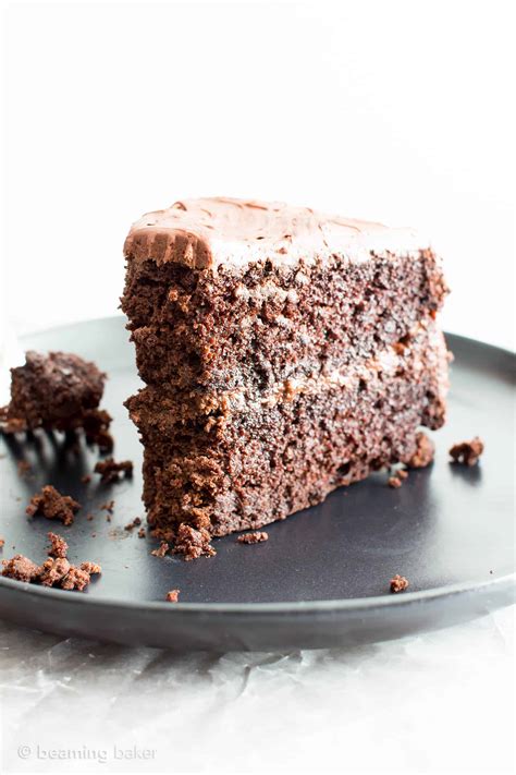 vegan gluten  chocolate cake recipe dairy  beaming baker