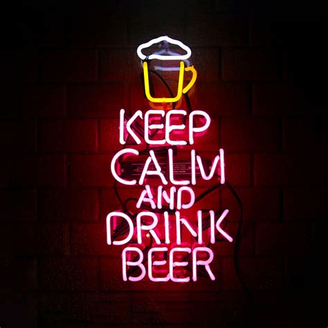 calm  drink beer neon signs handmade real glass  etsy