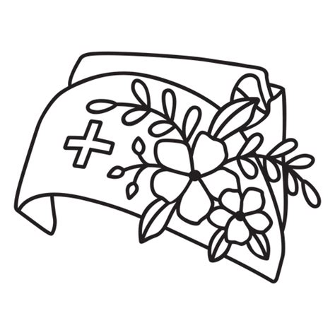 flower branch nurse hat outline png svg design   shirts