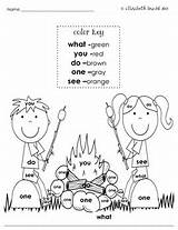 Sight Kindergarten Themed Coloring Words Summer Preview sketch template