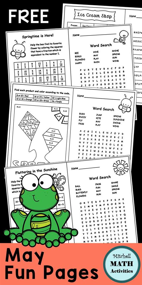math word pages word activities  math activity  math