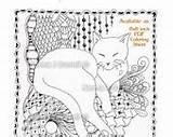 Kitty Quilted Tangles Fairy Adult Coloring sketch template