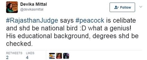 india judge mocked for saying peacocks don t have sex bbc news