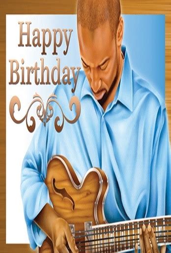 African American Male Happy Birthday Card With Guitar