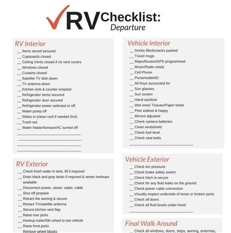printable rv camping checklist